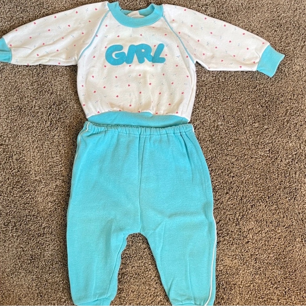 Vintage ‘80’s Blue and White Baby Outfit